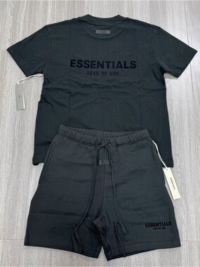 🔥Authentic Fear Of God ESSENTIALS Unisex Set black size S